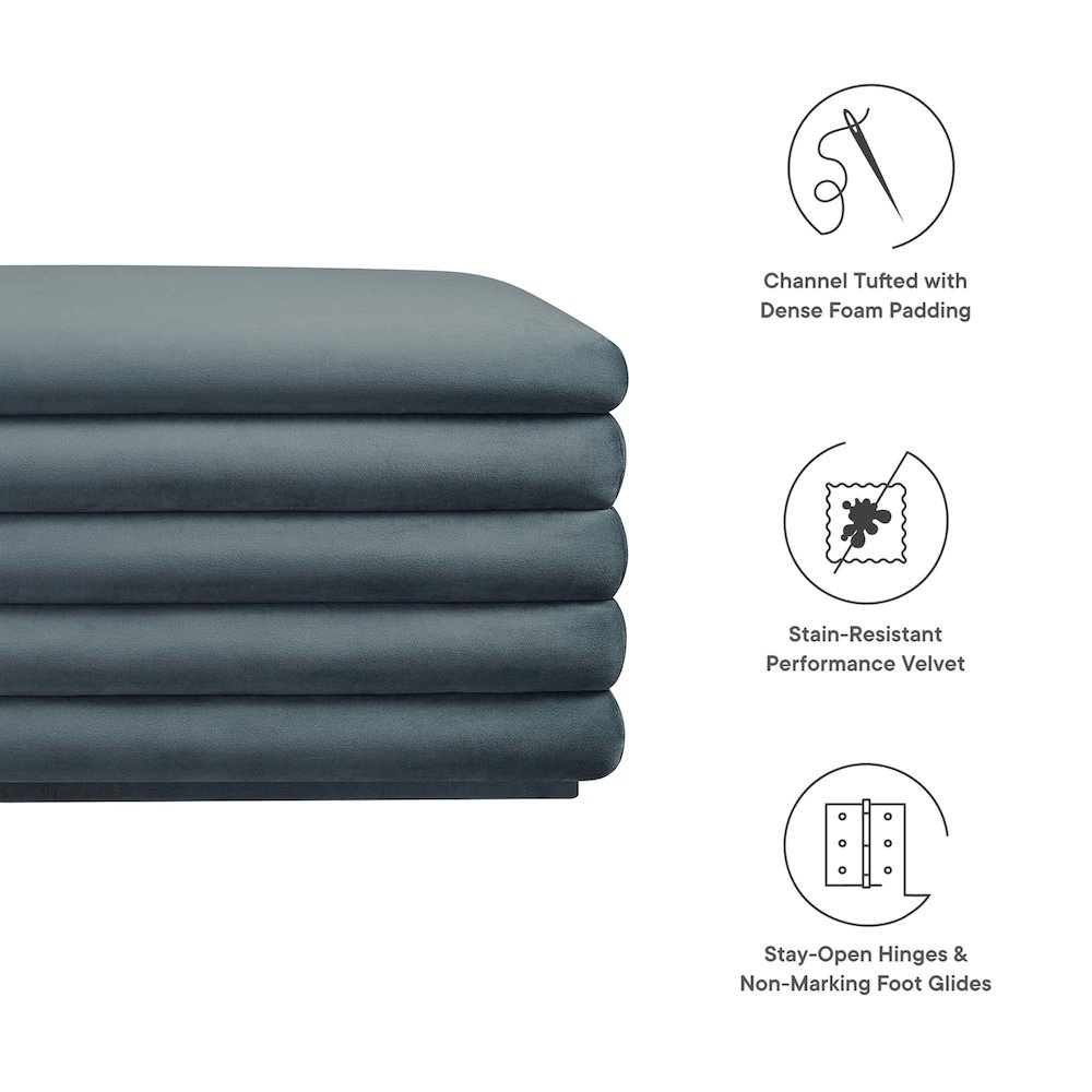 Mezzo Upholstered Performance Velvet Storage Bench. Picture 2