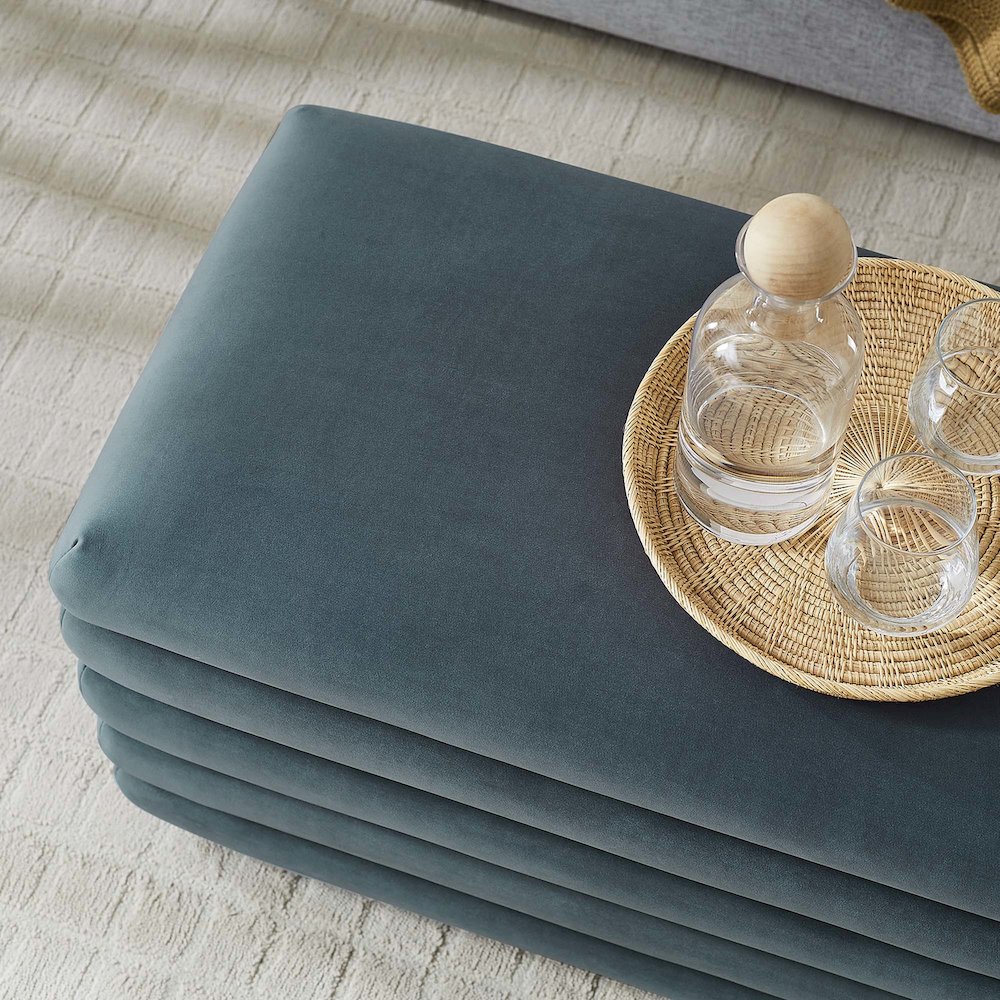 Mezzo Upholstered Performance Velvet Storage Bench. Picture 11