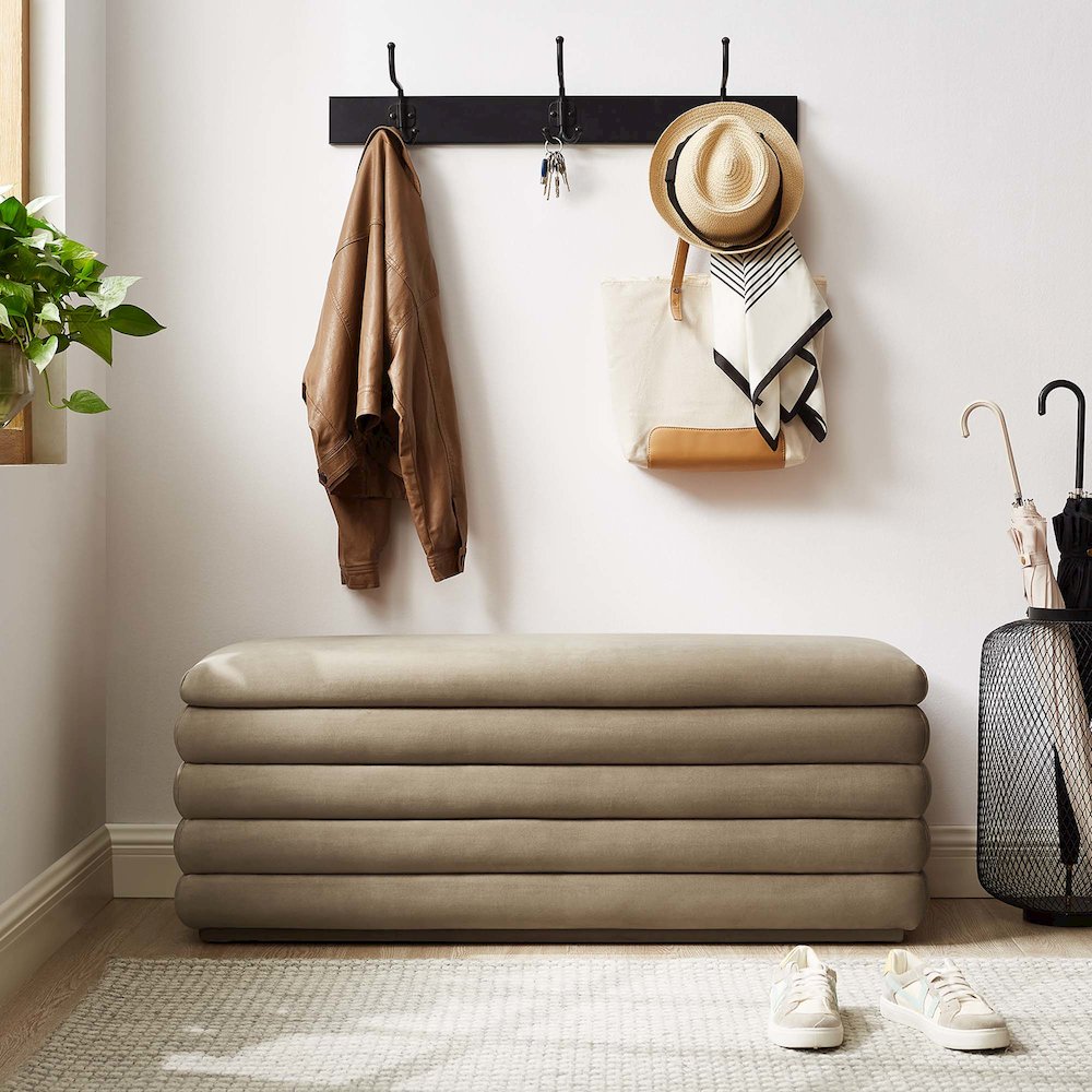 Mezzo Upholstered Performance Velvet Storage Bench. Picture 10