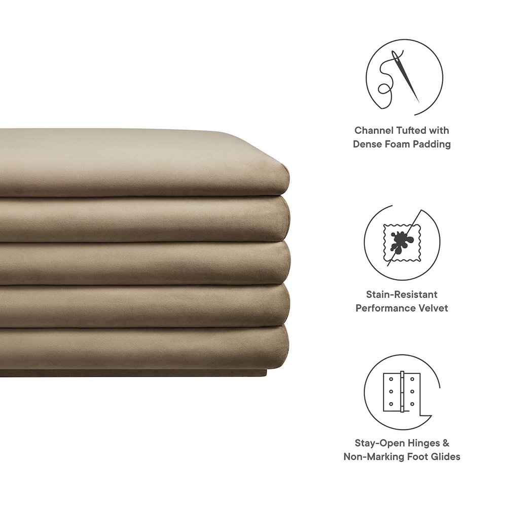 Mezzo Upholstered Performance Velvet Storage Bench. Picture 2