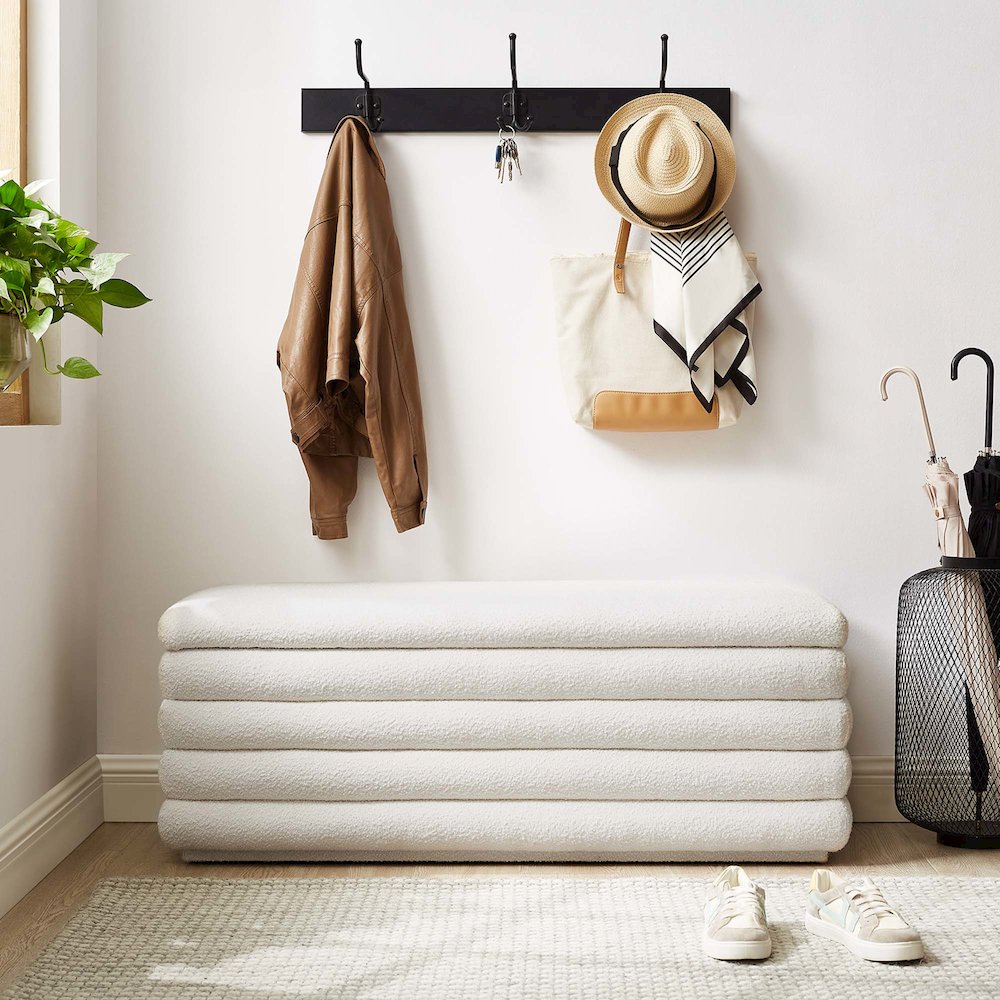Mezzo Boucle Upholstered Storage Bench. Picture 10
