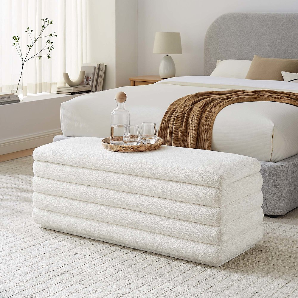 Mezzo Boucle Upholstered Storage Bench. Picture 9