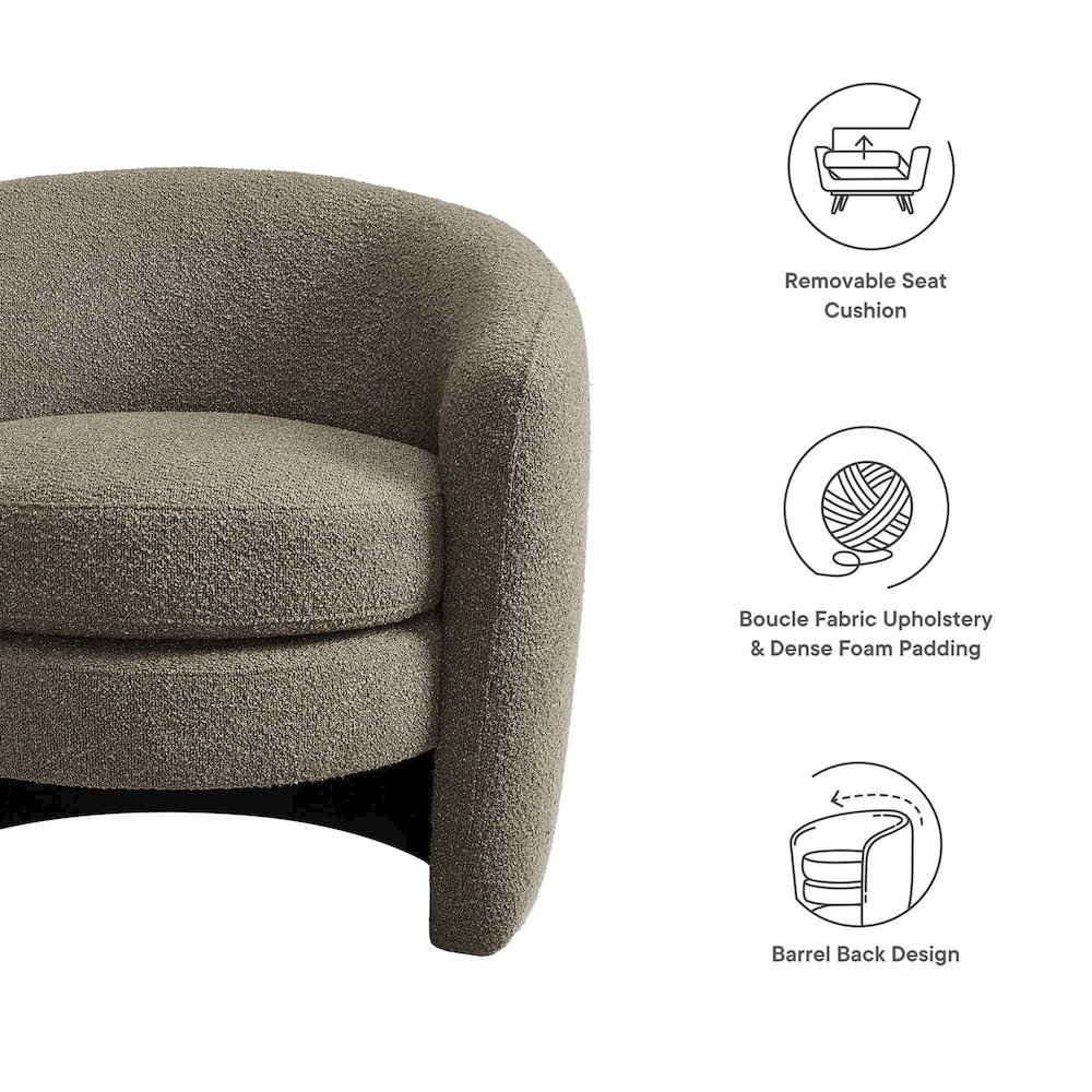 Affinity Upholstered Boucle Fabric Curved Back Armchair. Picture 2