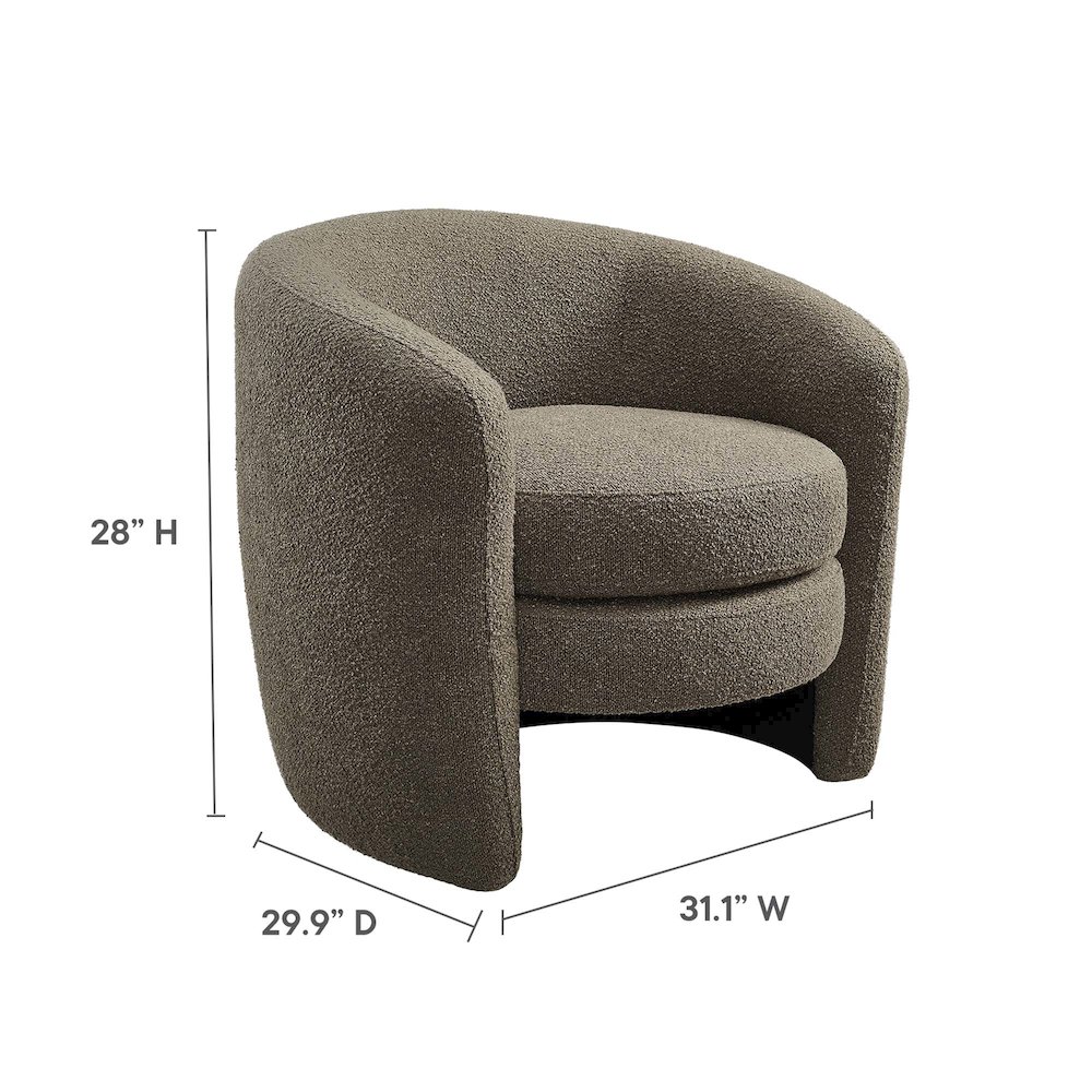 Affinity Upholstered Boucle Fabric Curved Back Armchair. Picture 3