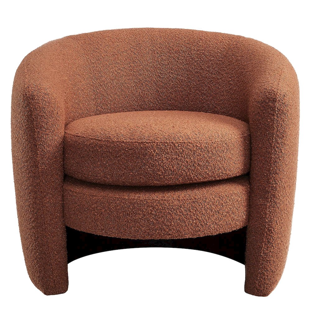 Affinity Upholstered Boucle Fabric Curved Back Armchair. Picture 5