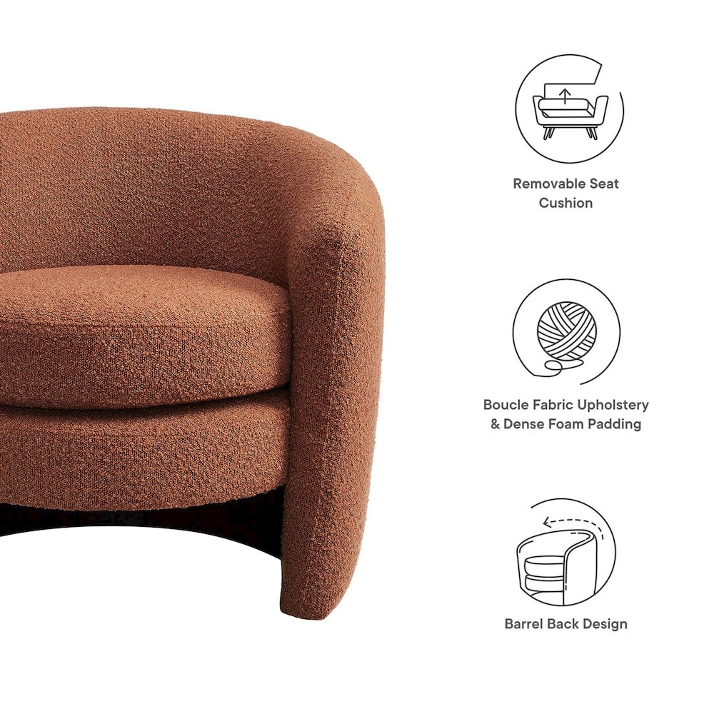 Affinity Upholstered Boucle Fabric Curved Back Armchair. Picture 2