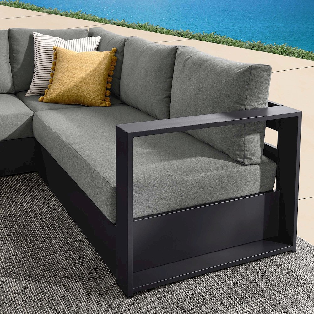Tahoe 3-Piece Outdoor Patio Powder-Coated Aluminum Sectional Sofa Set. Picture 8