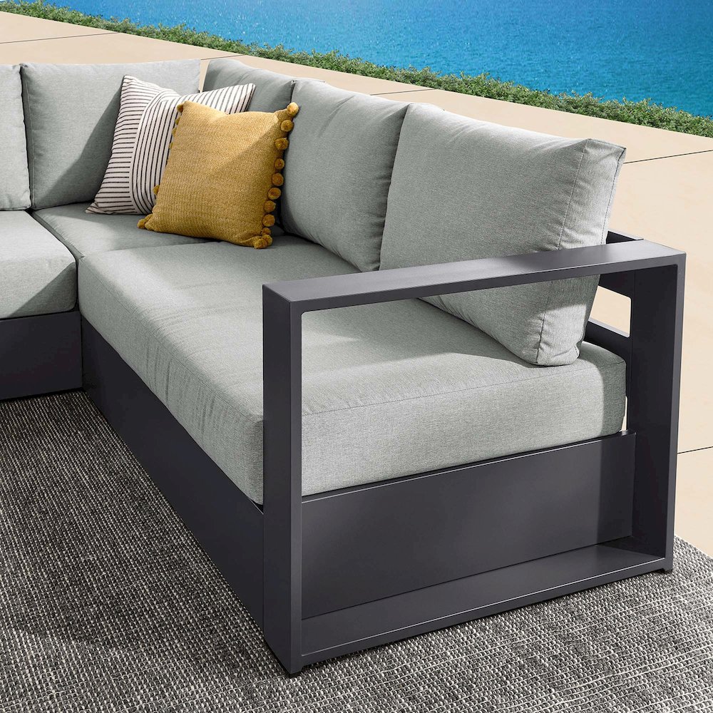 Tahoe 3-Piece Outdoor Patio Powder-Coated Aluminum Sectional Sofa Set. Picture 8