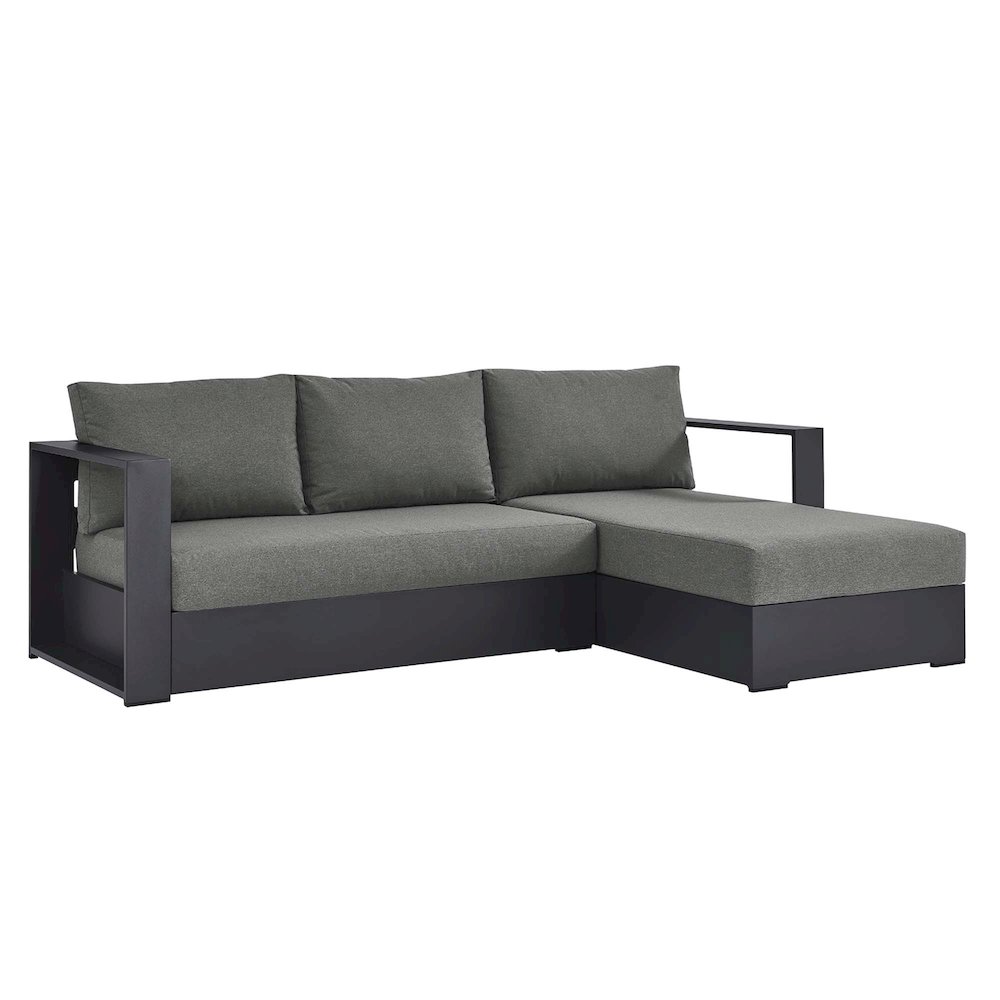 2-Piece Outdoor Powder-Coated Aluminum Right-Facing Chaise Sectional Sofa Set. Picture 1