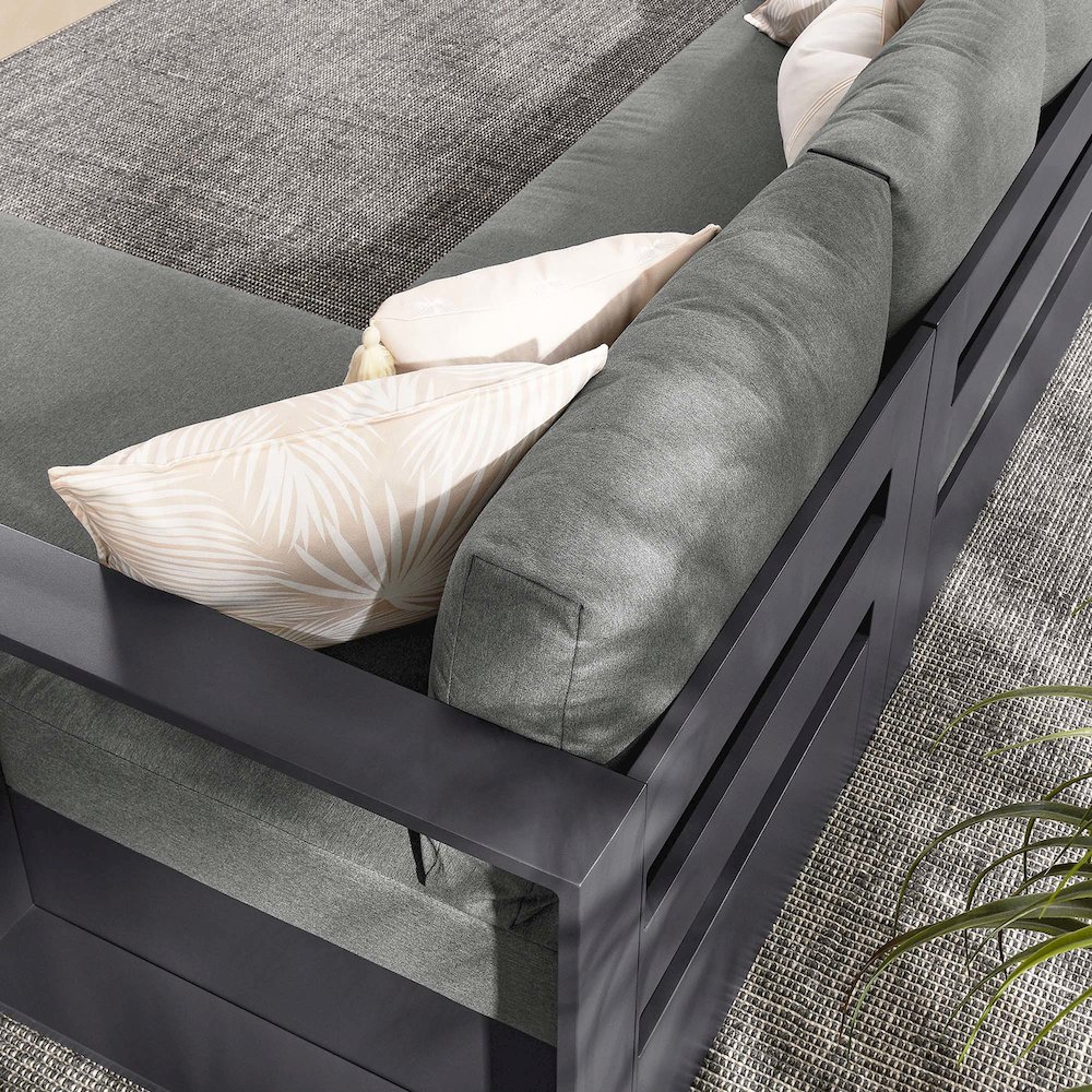 2-Piece Outdoor Powder-Coated Aluminum Right-Facing Chaise Sectional Sofa Set. Picture 7
