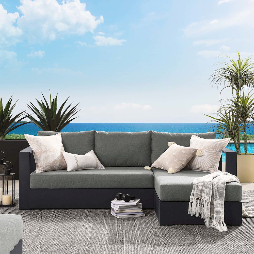 2-Piece Outdoor Powder-Coated Aluminum Right-Facing Chaise Sectional Sofa Set. Picture 6