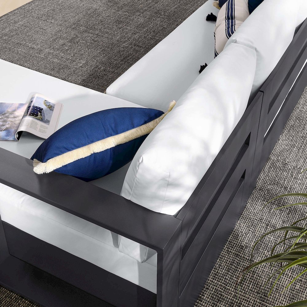 2-Piece Outdoor Powder-Coated Aluminum Right-Facing Chaise Sectional Sofa Set. Picture 7