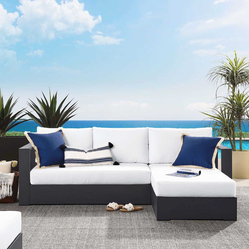 2-Piece Outdoor Powder-Coated Aluminum Right-Facing Chaise Sectional Sofa Set. Picture 6