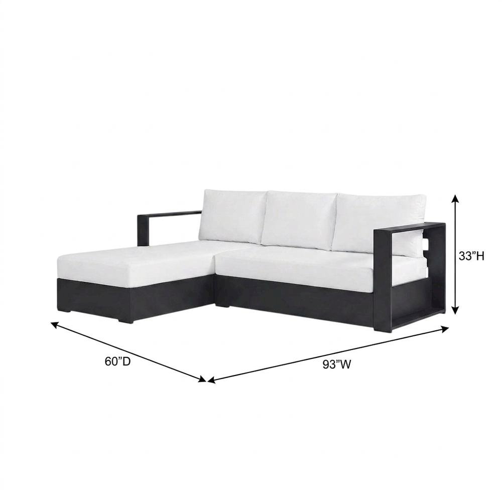 Powder-Coated Aluminum Right-Facing Chaise Outdoor Sectional Sofa Set, Gray. Picture 5