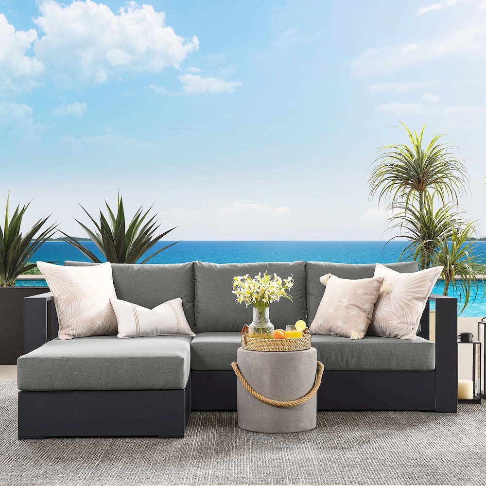 2-Piece Outdoor Powder-Coated Aluminum Left-Facing Chaise Sectional Sofa Set. Picture 6