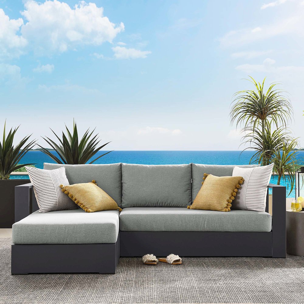 2-Piece Outdoor Powder-Coated Aluminum Left-Facing Chaise Sectional Sofa Set. Picture 6