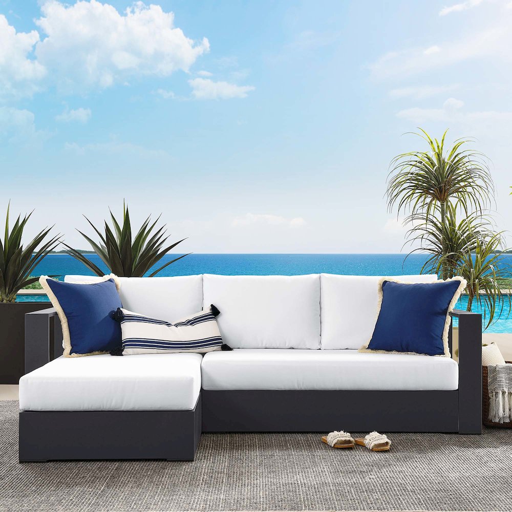 2-Piece Outdoor Powder-Coated Aluminum Left-Facing Chaise Sectional Sofa Set. Picture 6
