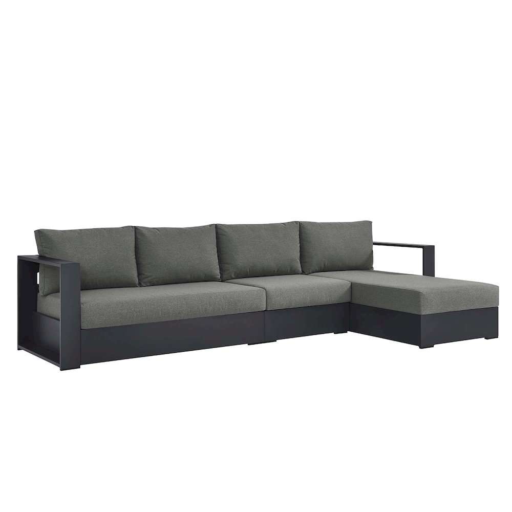 3-Piece Outdoor Powder-Coated Aluminum Right-Facing Chaise Sectional Sofa Set. Picture 1