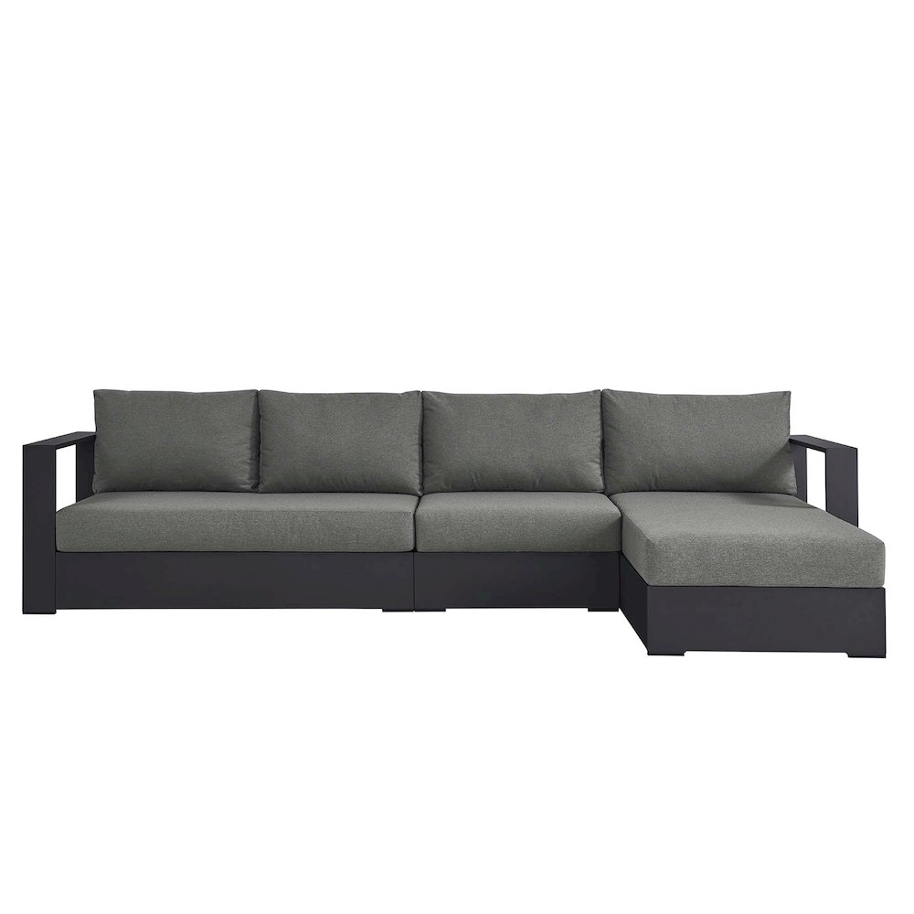 3-Piece Outdoor Powder-Coated Aluminum Right-Facing Chaise Sectional Sofa Set. Picture 6