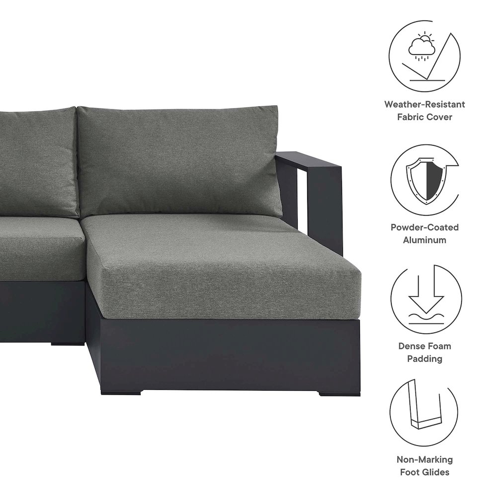 3-Piece Outdoor Powder-Coated Aluminum Right-Facing Chaise Sectional Sofa Set. Picture 2