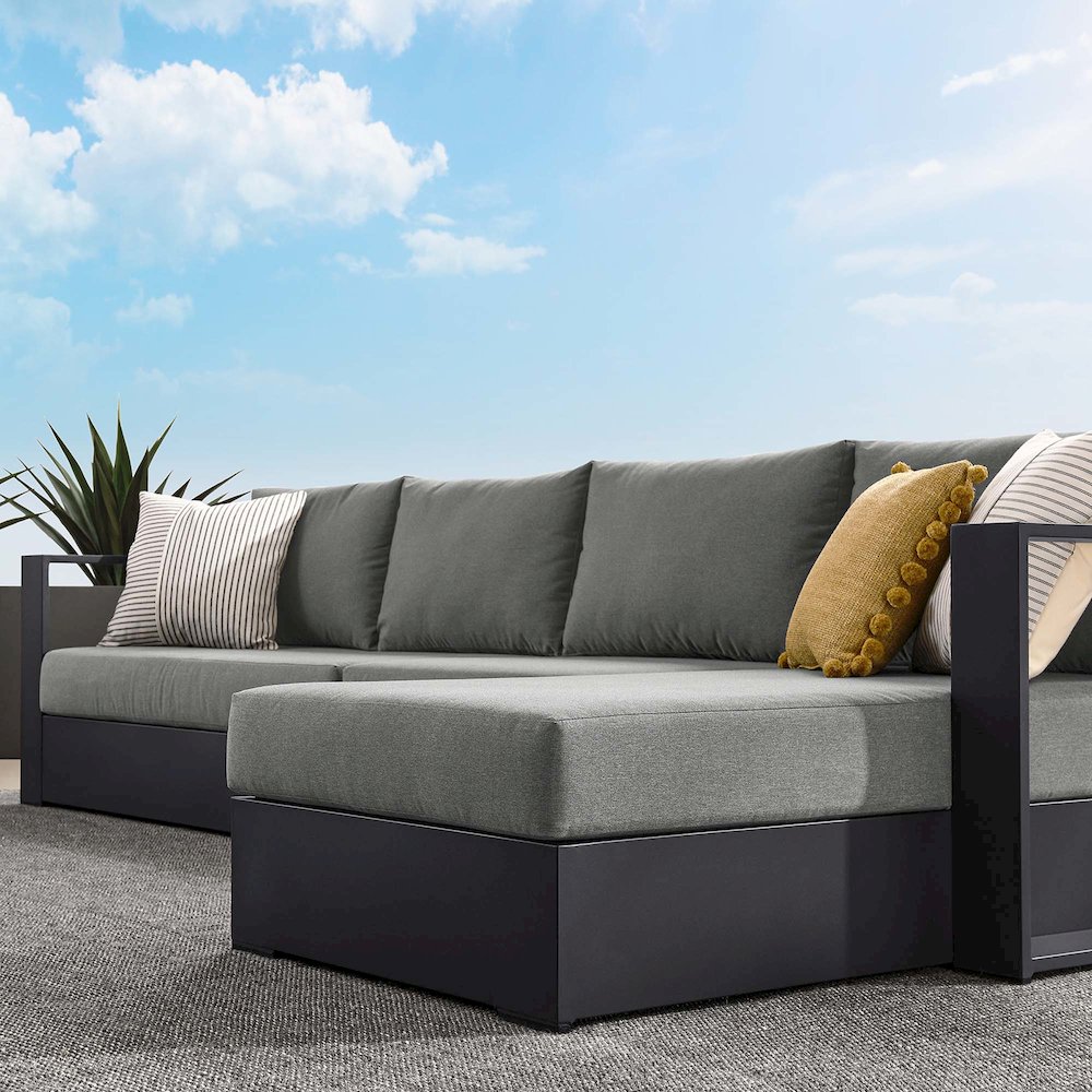 3-Piece Outdoor Powder-Coated Aluminum Right-Facing Chaise Sectional Sofa Set. Picture 8