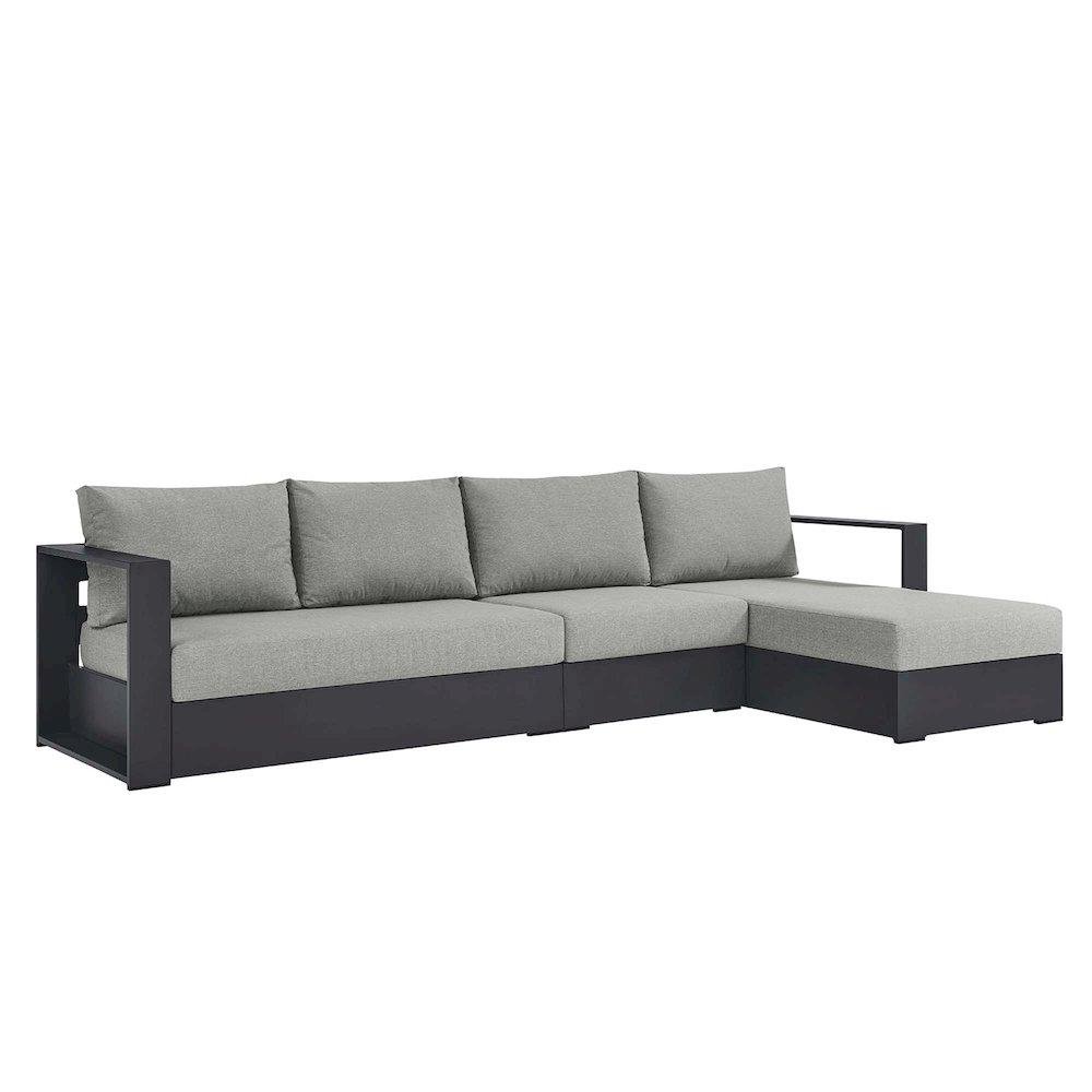 3-Piece Outdoor Powder-Coated Aluminum Right-Facing Chaise Sectional Sofa Set. Picture 1