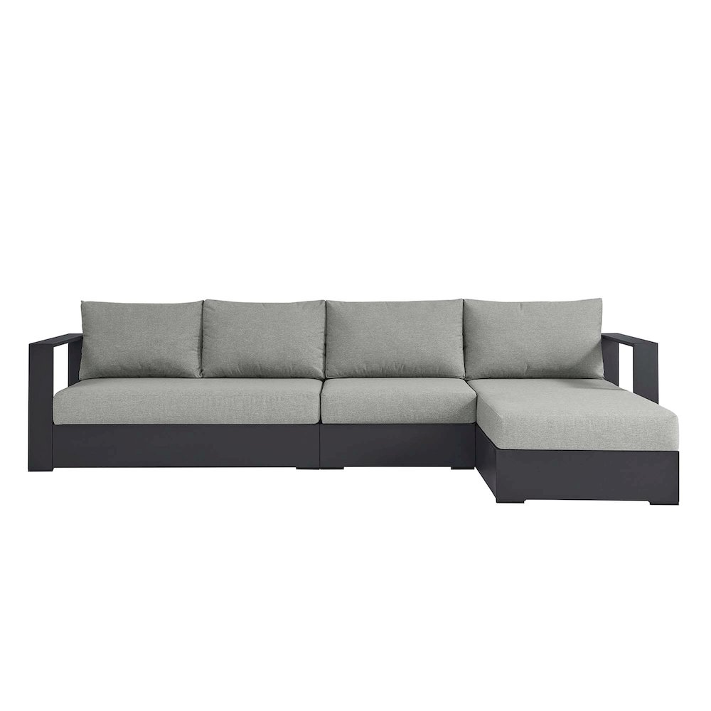 3-Piece Outdoor Powder-Coated Aluminum Right-Facing Chaise Sectional Sofa Set. Picture 6