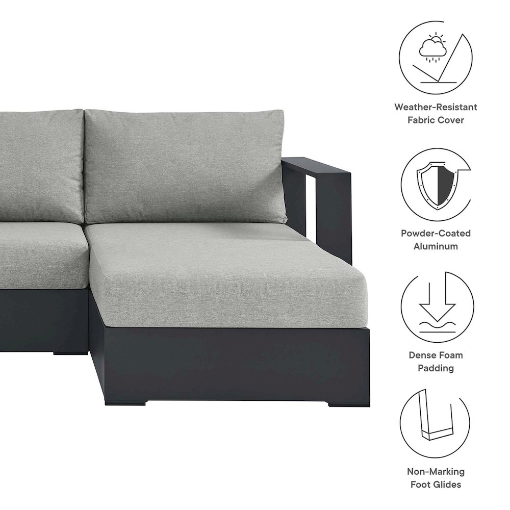 3-Piece Outdoor Powder-Coated Aluminum Right-Facing Chaise Sectional Sofa Set. Picture 2