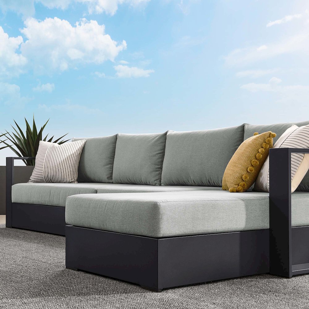 3-Piece Outdoor Powder-Coated Aluminum Right-Facing Chaise Sectional Sofa Set. Picture 8