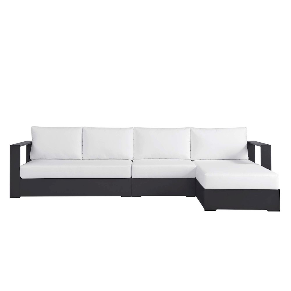 3-Piece Outdoor Powder-Coated Aluminum Right-Facing Chaise Sectional Sofa Set. Picture 6