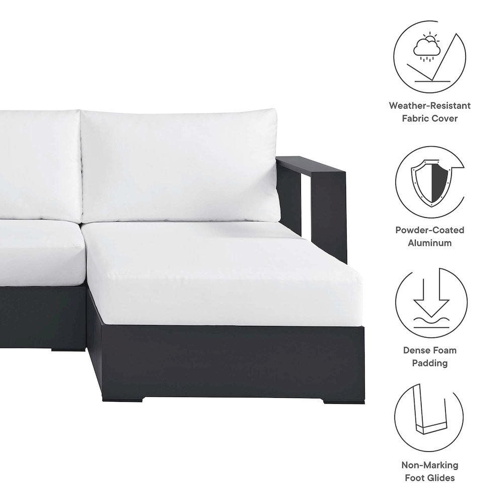 3-Piece Outdoor Powder-Coated Aluminum Right-Facing Chaise Sectional Sofa Set. Picture 2