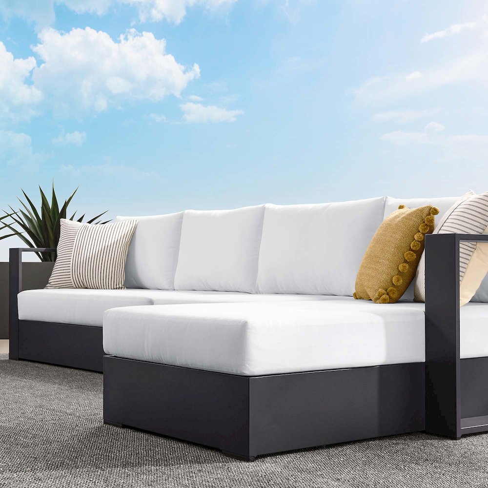 3-Piece Outdoor Powder-Coated Aluminum Right-Facing Chaise Sectional Sofa Set. Picture 8