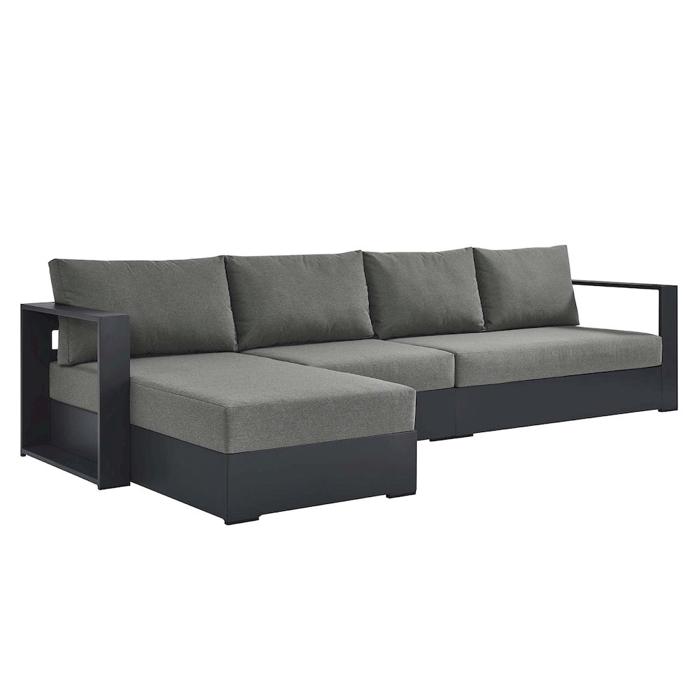 3-Piece Outdoor Powder-Coated Aluminum Left-Facing Chaise Sectional Sofa Set. Picture 1
