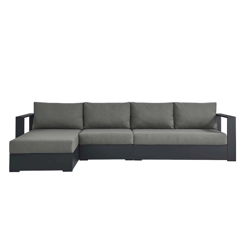 3-Piece Outdoor Powder-Coated Aluminum Left-Facing Chaise Sectional Sofa Set. Picture 6