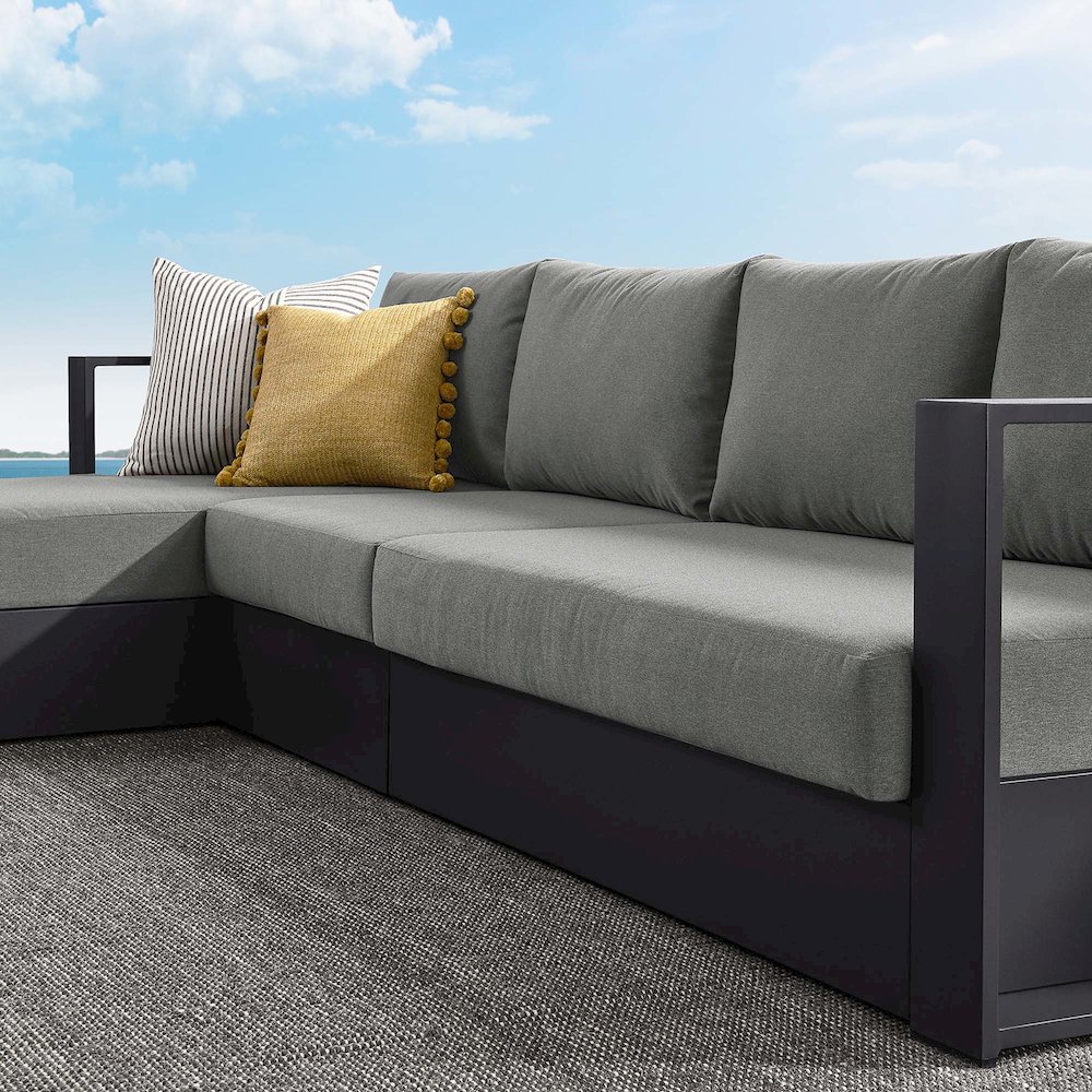 3-Piece Outdoor Powder-Coated Aluminum Left-Facing Chaise Sectional Sofa Set. Picture 8