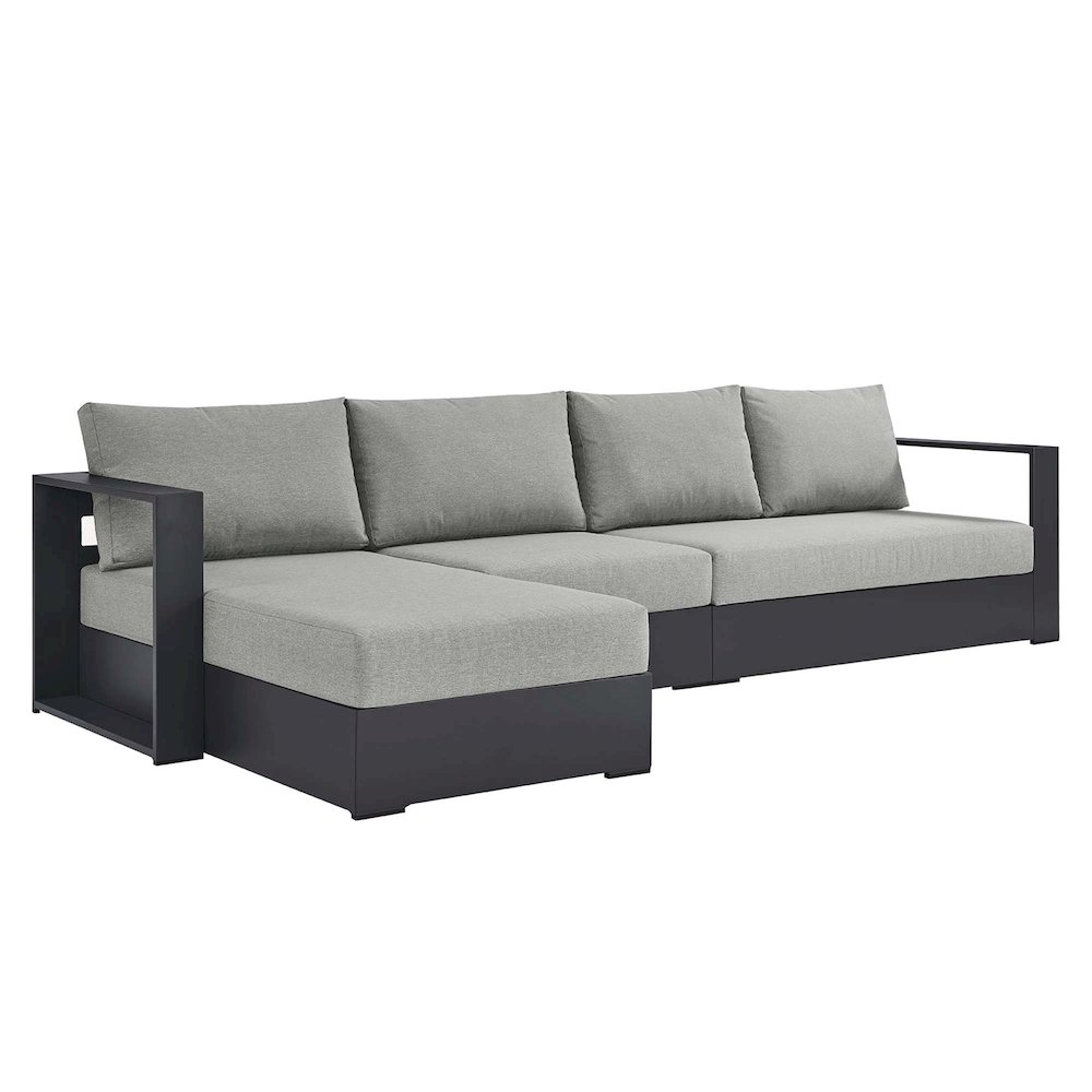 3-Piece Outdoor Powder-Coated Aluminum Left-Facing Chaise Sectional Sofa Set. Picture 1