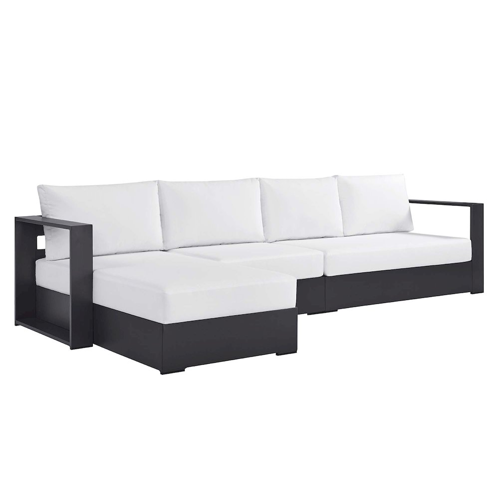 3-Piece Outdoor Powder-Coated Aluminum Left-Facing Chaise Sectional Sofa Set. Picture 1