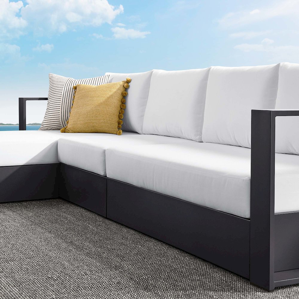 3-Piece Outdoor Powder-Coated Aluminum Left-Facing Chaise Sectional Sofa Set. Picture 8