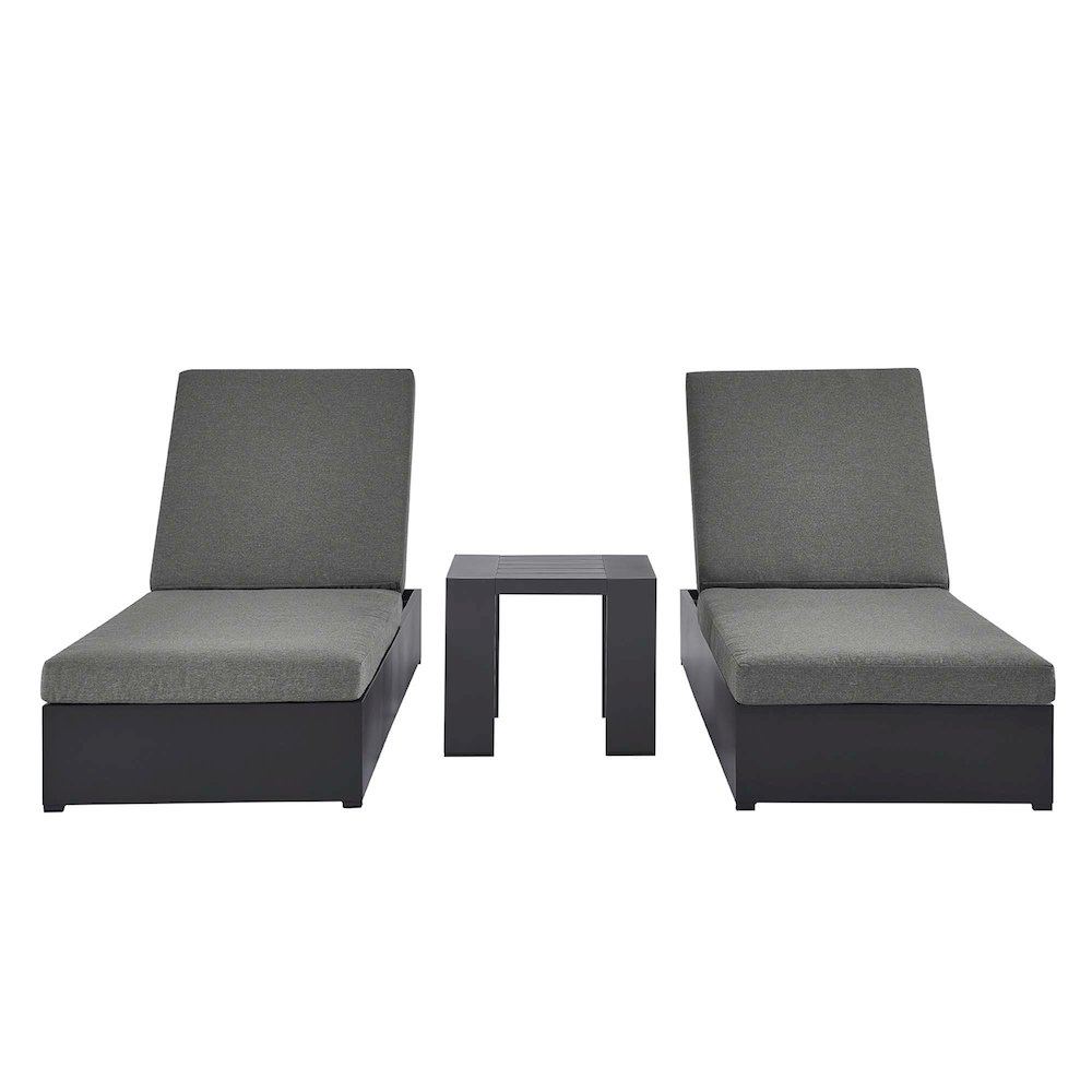 Tahoe 3-Piece Outdoor Patio Powder-Coated Aluminum Chaise Lounge Set. Picture 1