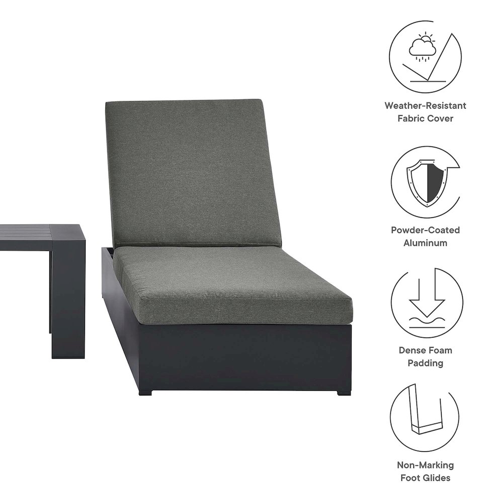 Tahoe 3-Piece Outdoor Patio Powder-Coated Aluminum Chaise Lounge Set. Picture 2