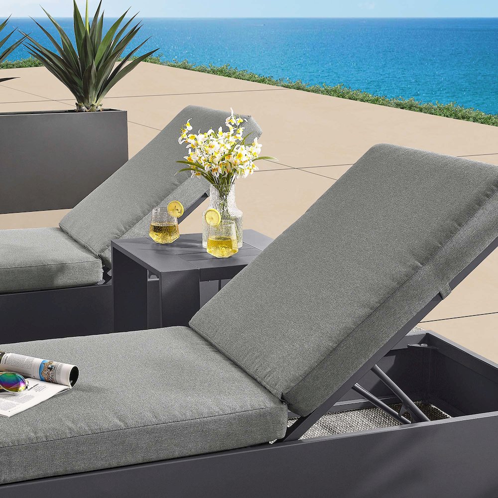 Tahoe 3-Piece Outdoor Patio Powder-Coated Aluminum Chaise Lounge Set. Picture 6