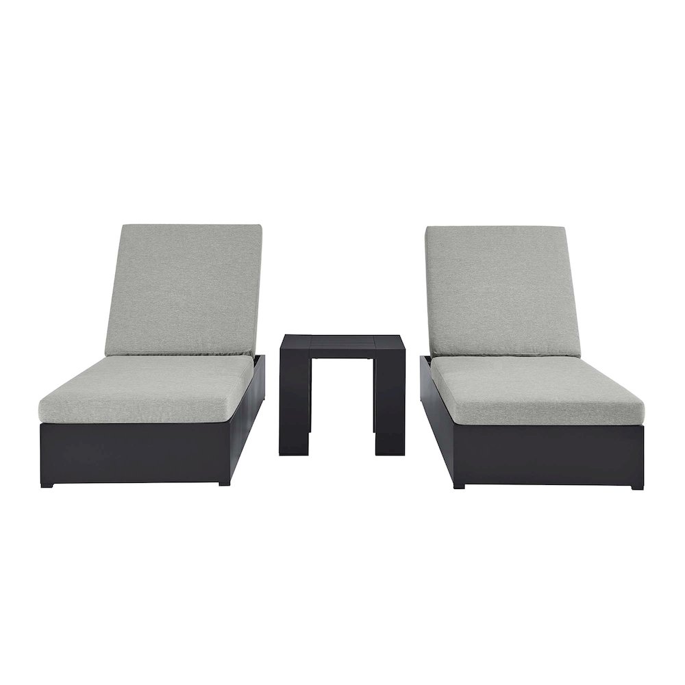 Tahoe 3-Piece Outdoor Patio Powder-Coated Aluminum Chaise Lounge Set. Picture 1