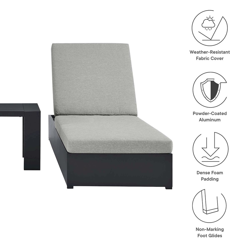 Tahoe 3-Piece Outdoor Patio Powder-Coated Aluminum Chaise Lounge Set. Picture 2