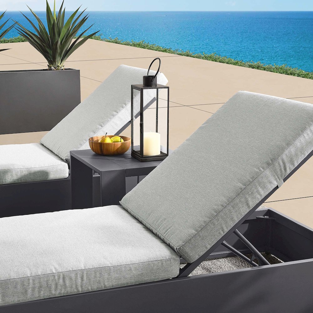 Tahoe 3-Piece Outdoor Patio Powder-Coated Aluminum Chaise Lounge Set. Picture 6