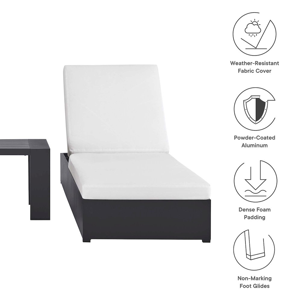 Tahoe 3-Piece Outdoor Patio Powder-Coated Aluminum Chaise Lounge Set. Picture 2