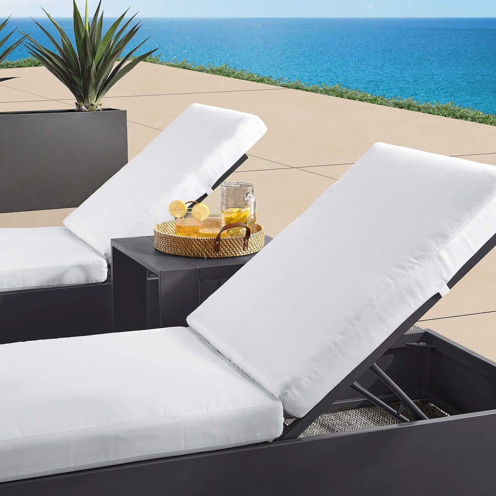 Tahoe 3-Piece Outdoor Patio Powder-Coated Aluminum Chaise Lounge Set. Picture 6