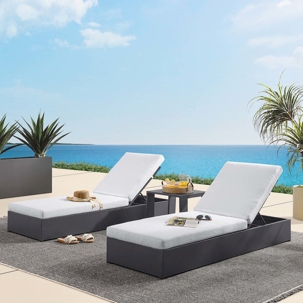 Tahoe 3-Piece Outdoor Patio Powder-Coated Aluminum Chaise Lounge Set. Picture 5