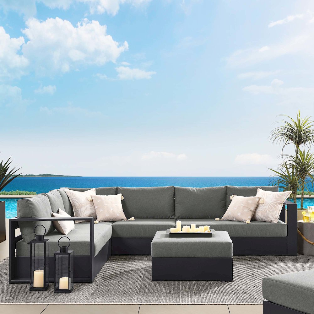 Tahoe 5-Piece Outdoor Patio Powder-Coated Aluminum Sectional Sofa Set. Picture 9