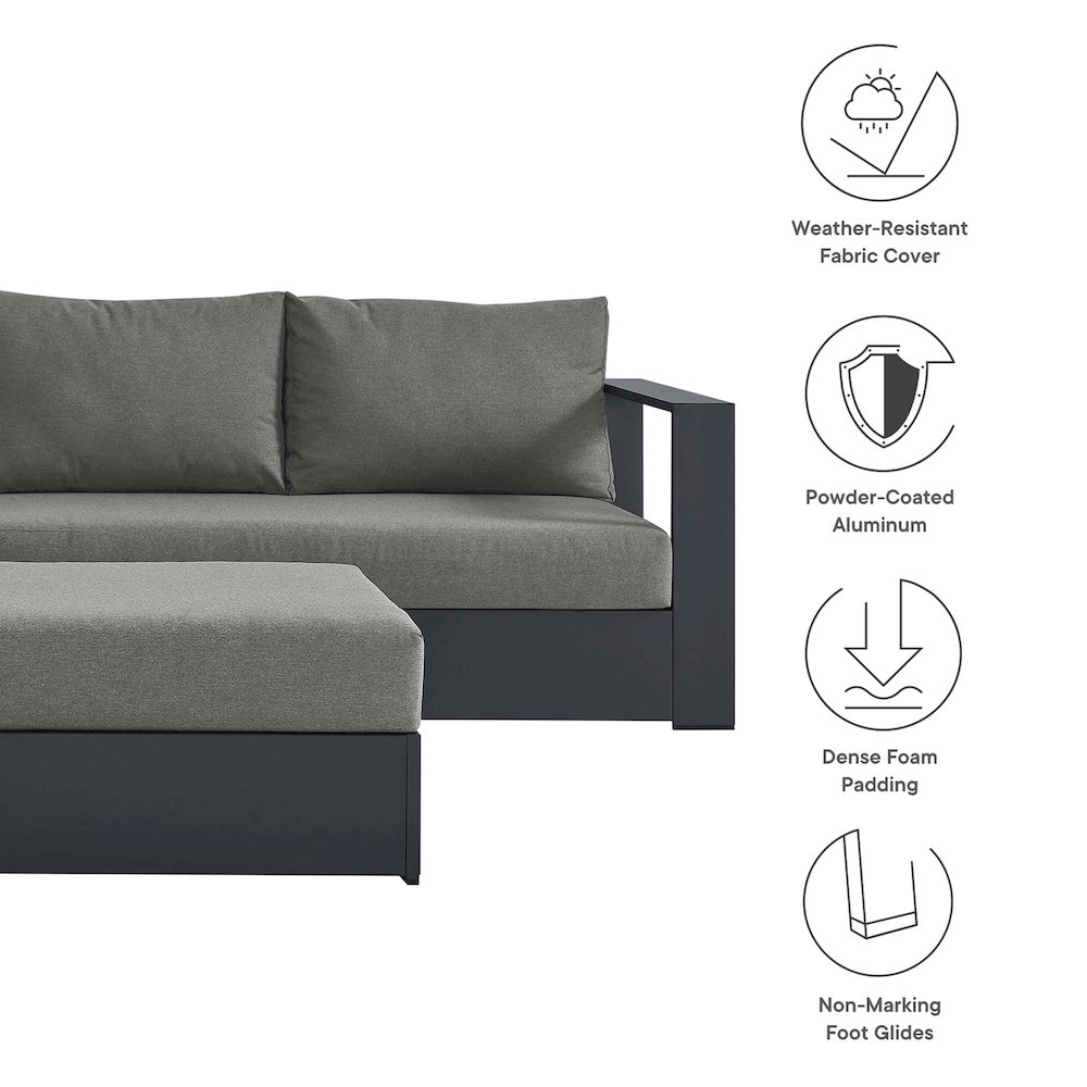 Tahoe 5-Piece Outdoor Patio Powder-Coated Aluminum Sectional Sofa Set. Picture 2