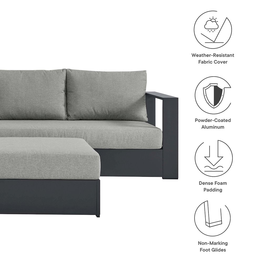 Tahoe 5-Piece Outdoor Patio Powder-Coated Aluminum Sectional Sofa Set. Picture 2